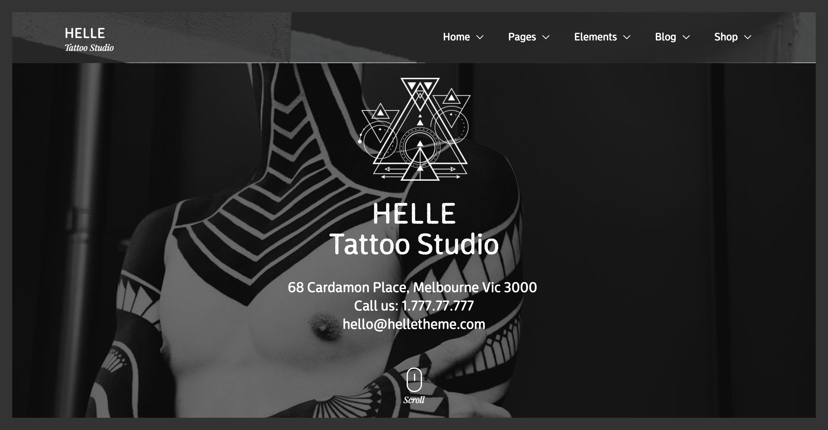 Helle tattoo studio and piercing WordPress theme.png